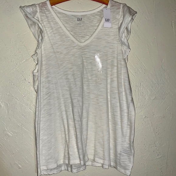 GAP Tops - V-neck Ruffle Sleeve Tee